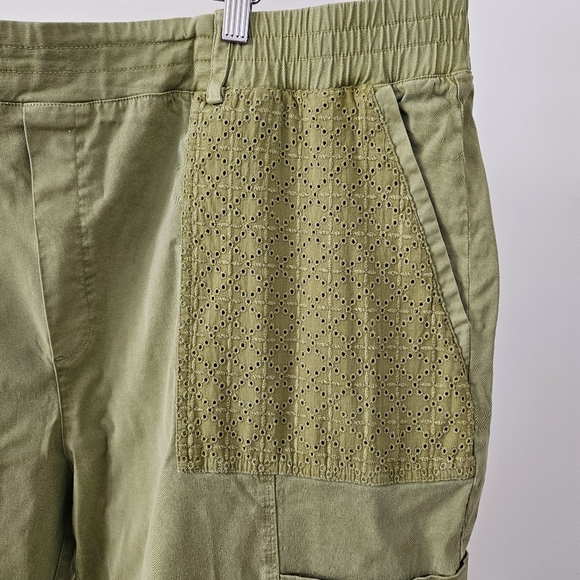 Soft Surrounding Pants 3X Plus Cargo Style Convertible Leg Eyelet Pockets Green - Picture 4 of 13